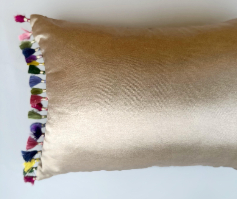 Tuscany Chevron Silk Linen Cushion Cover (14 by 20 Inches