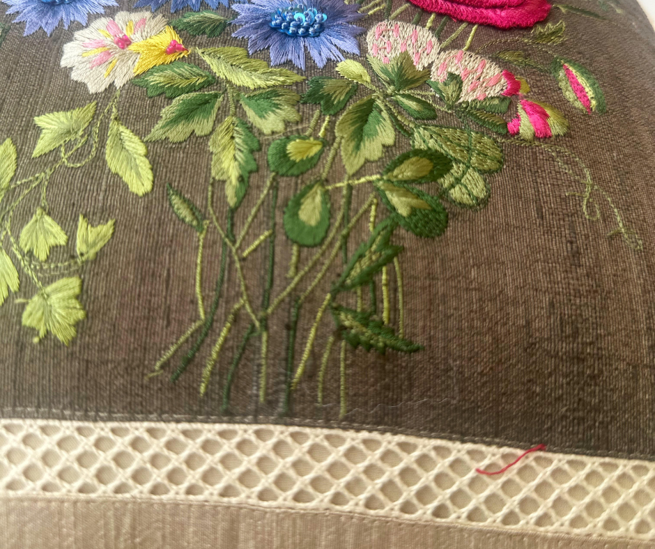 Tuscany Poppy Raw Silk Cushion Cover (18 by 18 inches)