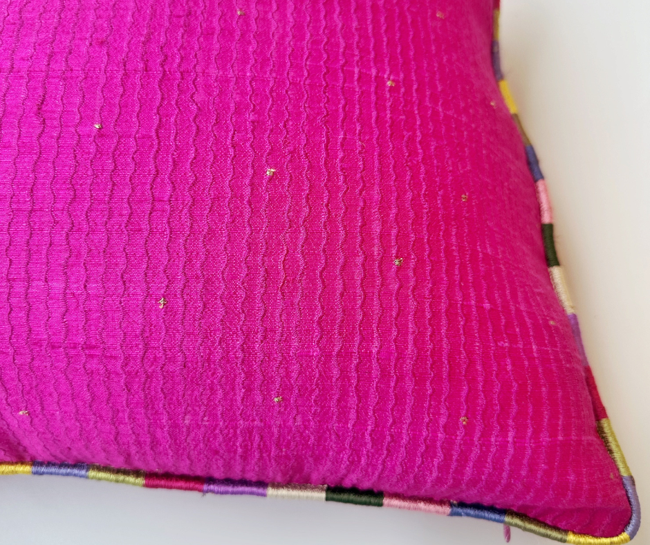 Tuscany Raani Leher Raw Silk Cushion (14 by 20 Inches)