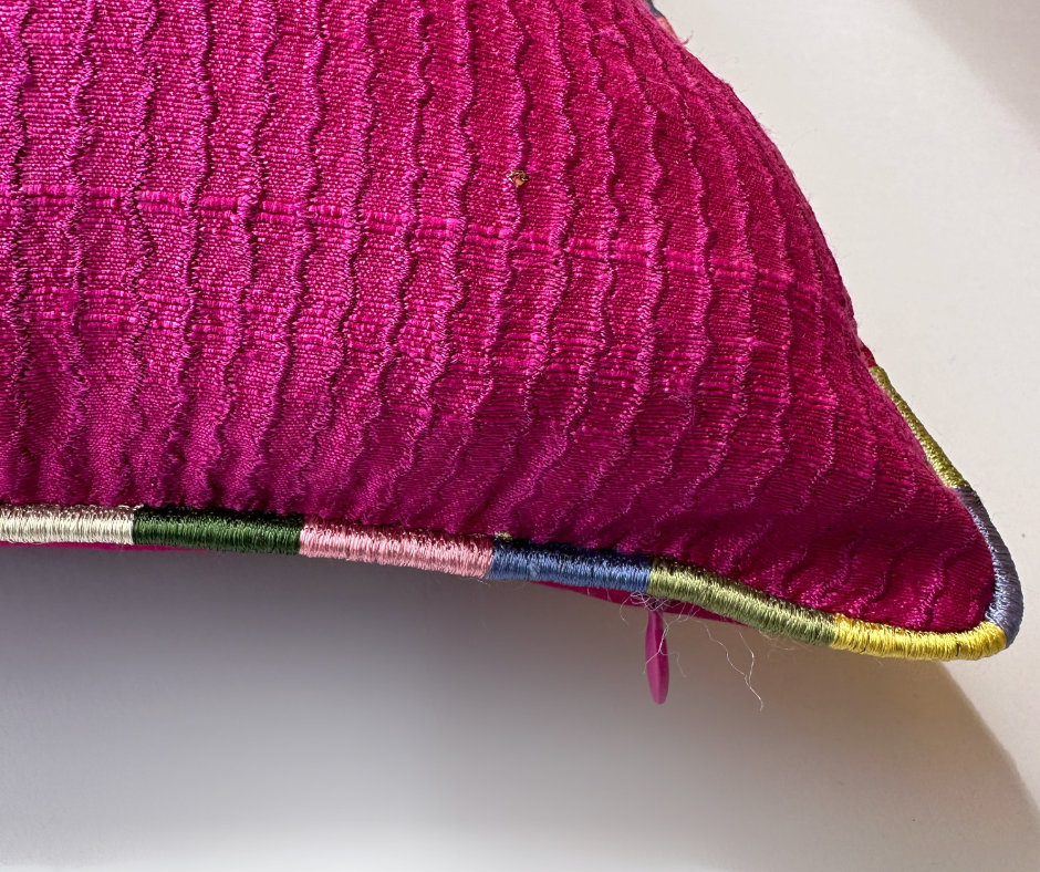 Tuscany Raani Leher Raw Silk Cushion (14 by 20 Inches)