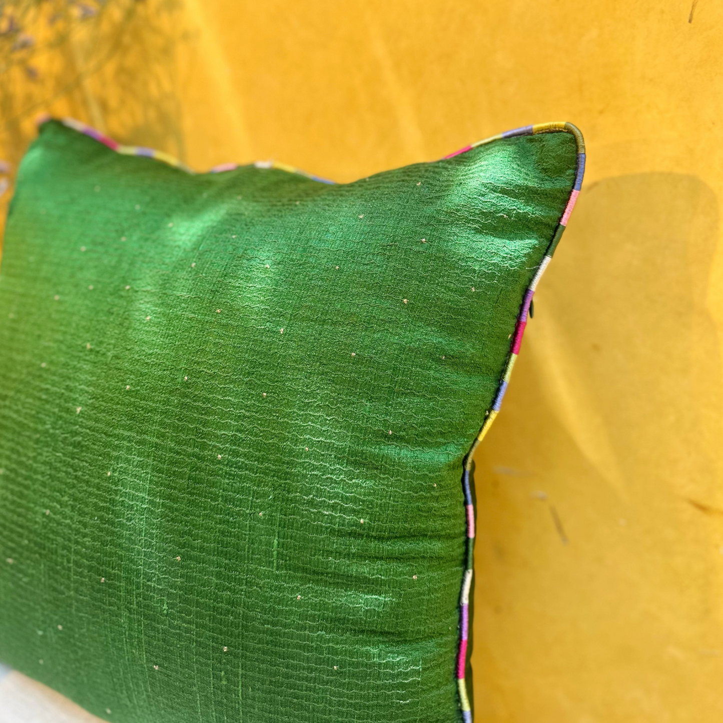 Tuscany Green Leher Cushion Cover (20 by 20 Inches)