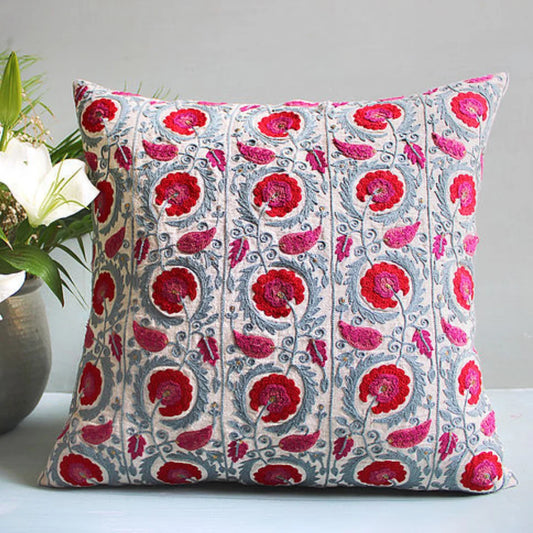 Bel Butah Suzani Cushion Cover (18 by 18 Inches)