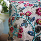 Floral Cotton Thread Cushion Cover (14 by 20 Inches)