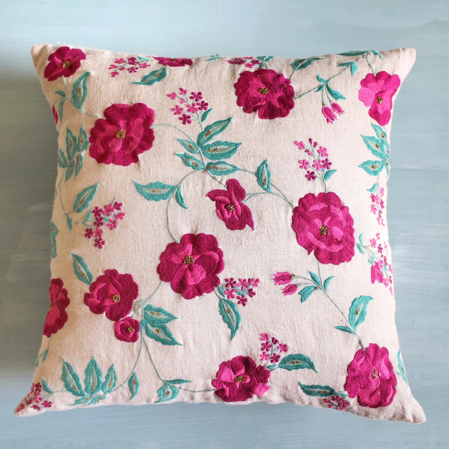 Pink Roses Cushion Cover (16 by 16 Inches)