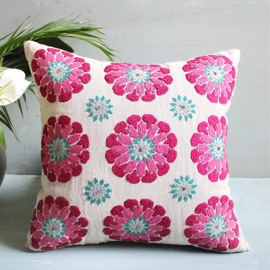 Butah Suzani Motif Cushion Cover (16 By 16 Inches)