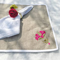 Textured Linen Embroidered Placemats (Set of 4)