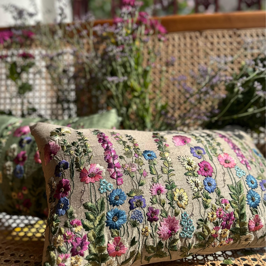Foresta(Grey) Raw Silk Cushion (12 by 20 inches)