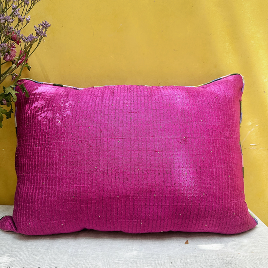 Tuscany Raani Leher Raw Silk Cushion (14 by 20 Inches)