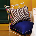 Tuscany Chevron Silk Linen Cushion Cover (14 by 20 Inches )