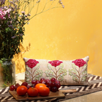 Poppy Sitara Handcrafted Raw Silk  Cushion (8 by 16 Inches)
