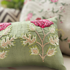 Handcrafted Poppy Sitara Cushion Cover( 8 by 16 Inches)