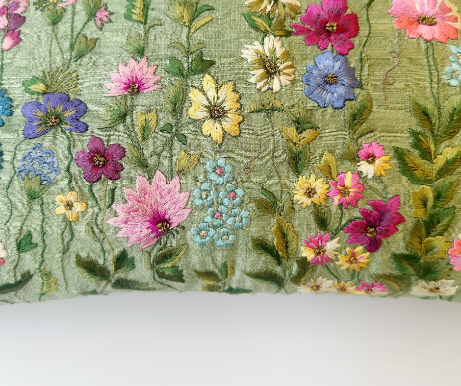 Foresta Pista Green Raw Silk Cushion (12 by 20 Inches)