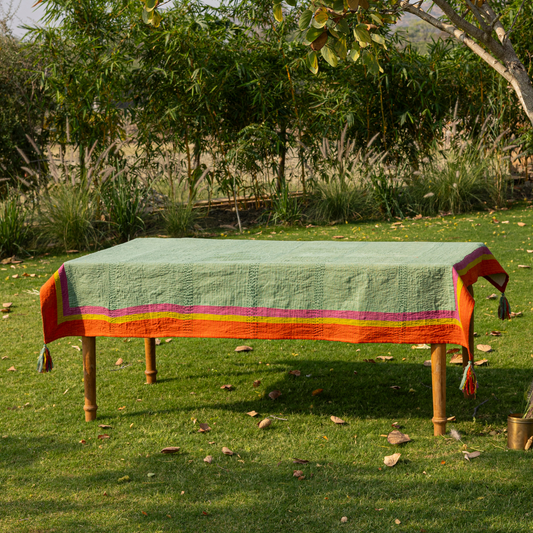 Kantha Linen Table Cover (60 by 90 Inches)