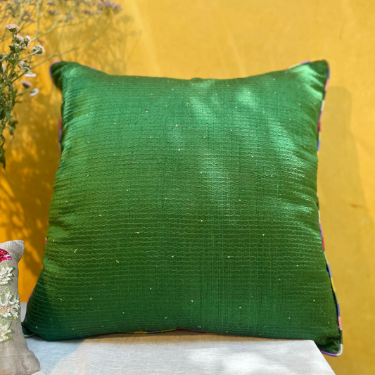 Tuscany Green Leher Cushion Cover (20 by 20 Inches)