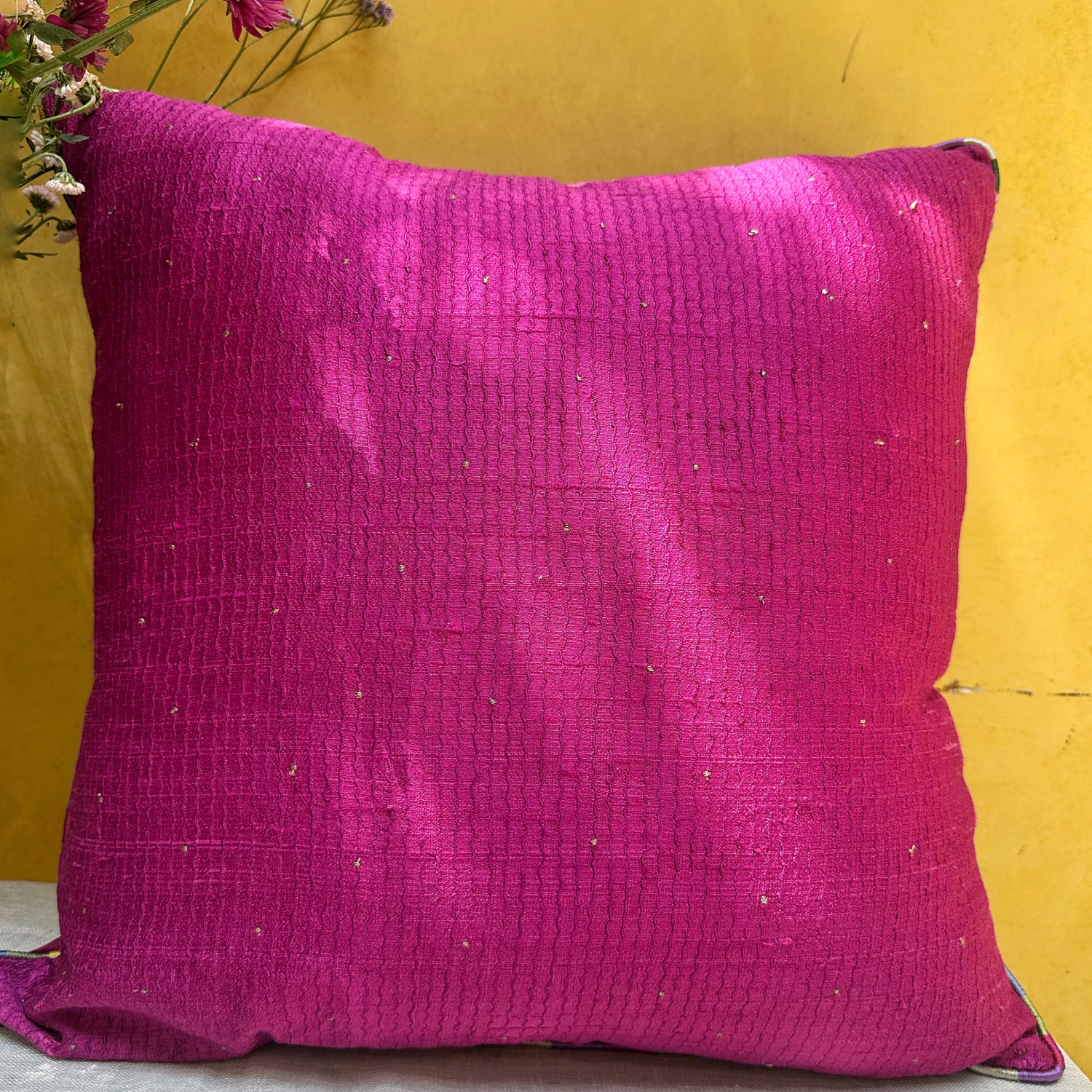 Tuscany Raani Leher Cushion Cover (20 by 20 Inches)