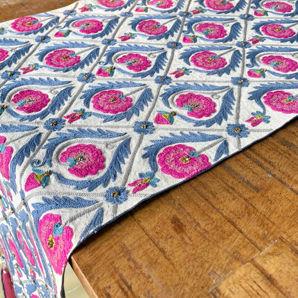 Barfi Phool Suzani Table Runner (13 by 72 Inches)