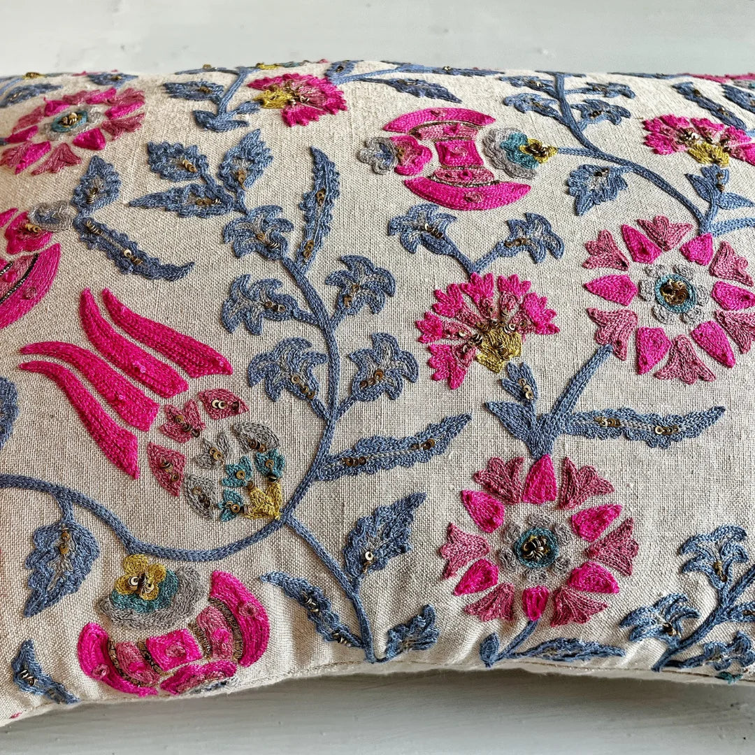 Anaar Butah Suzani Cushion Cover (14 by 20 Inches)