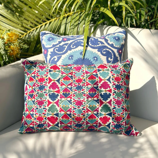 Multicolor Suzani Cushion Cover (14 by 20 Inches)