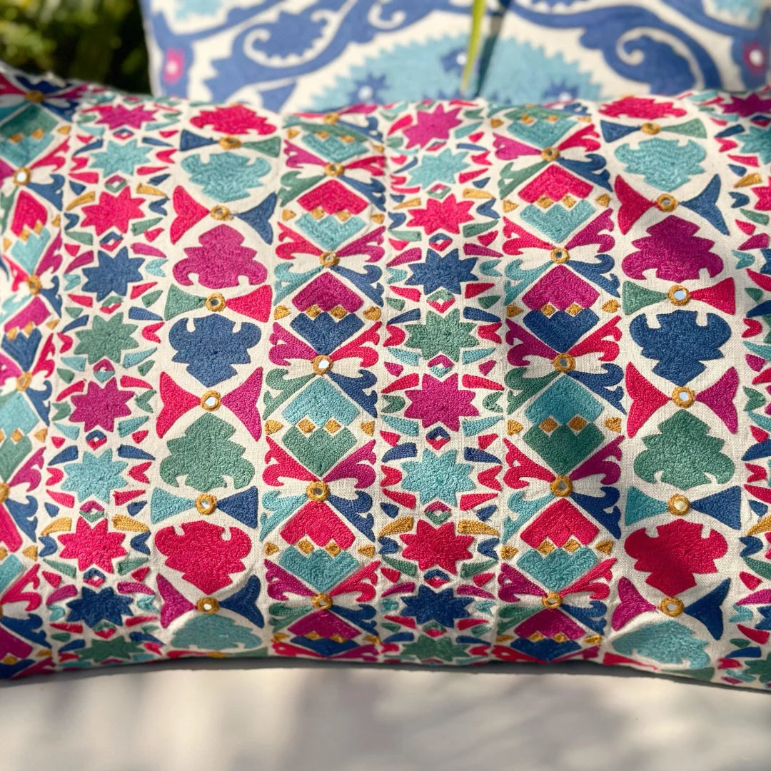 Multicolor Suzani Cushion Cover (14 by 20 Inches)