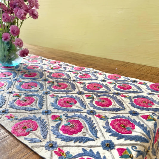 Barfi Phool Suzani Table Runner (13 by 72 Inches)