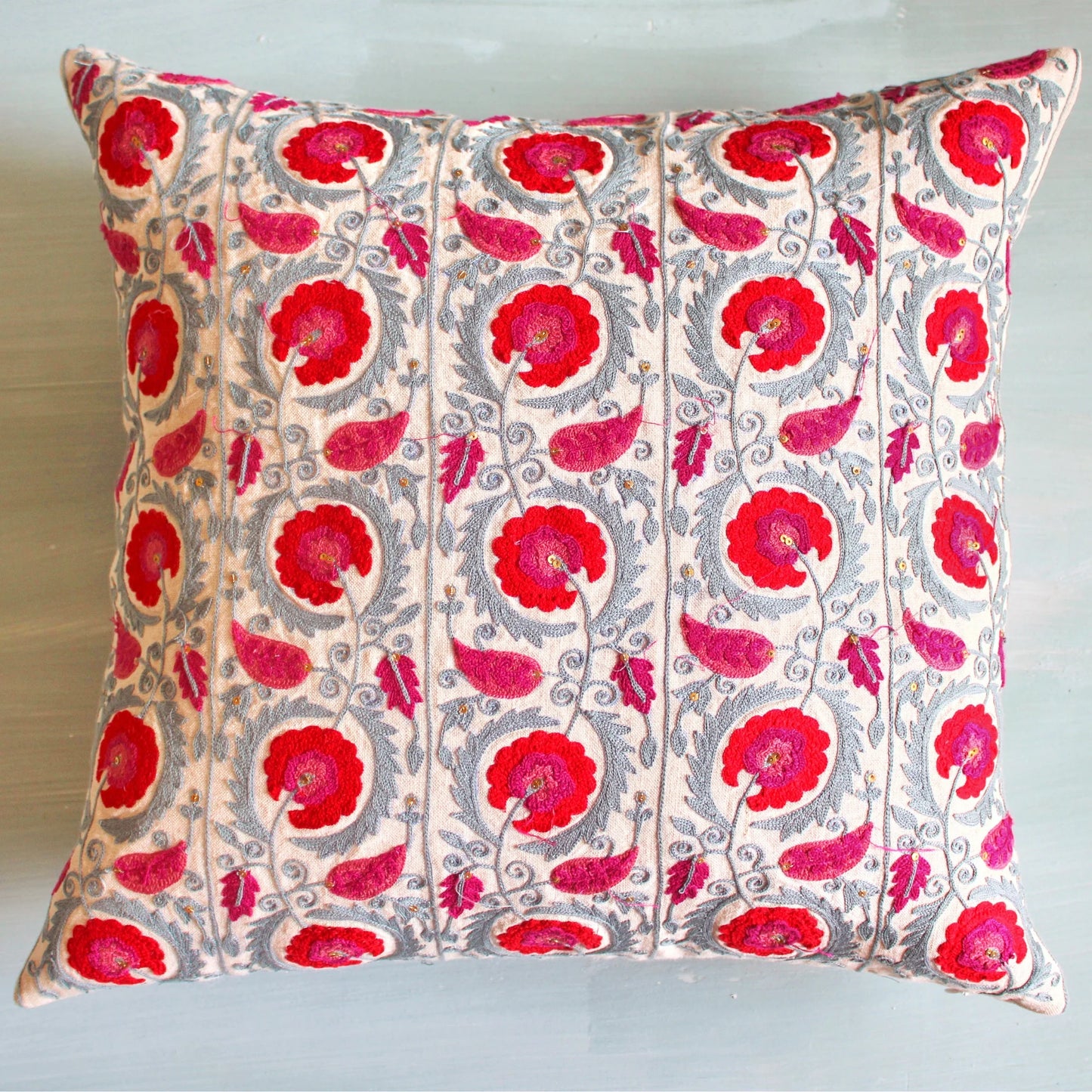 Bel Butah Suzani Cushion Cover (18 by 18 Inches)