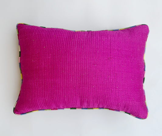 Tuscany Raani Leher Raw Silk Cushion (14 by 20 Inches)
