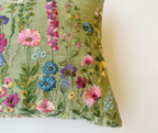 Foresta Pista Green Raw Silk Cushion (12 by 20 Inches)