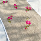 Textured Linen embroidered Table Runner