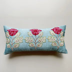 Firozi Sitara Silk Cushion Cover (8 by 16 Inches)
