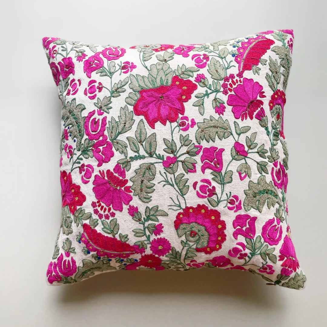 Hara Bhaag Linen Cushion Cover (16 by 16 Inches)