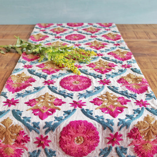 Suzani Table Runner (Pink) 13 by 72 Inches